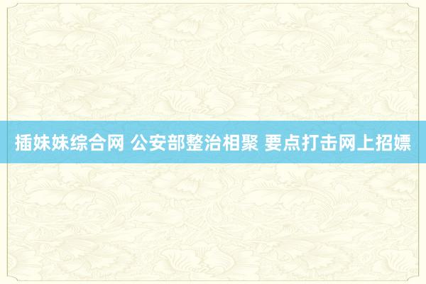 插妹妹综合网 公安部整治相聚 要点打击网上招嫖