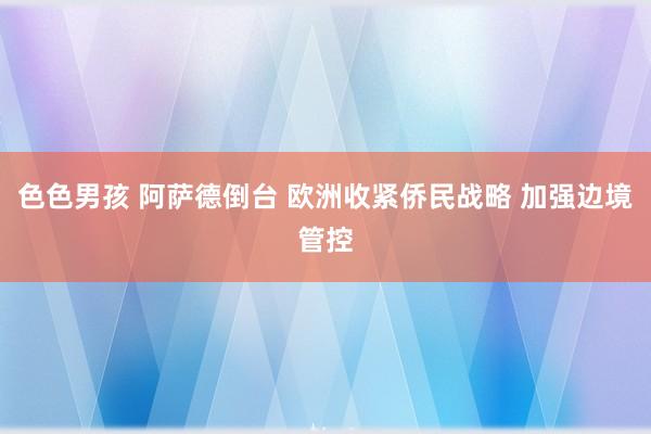 色色男孩 阿萨德倒台 欧洲收紧侨民战略 加强边境管控