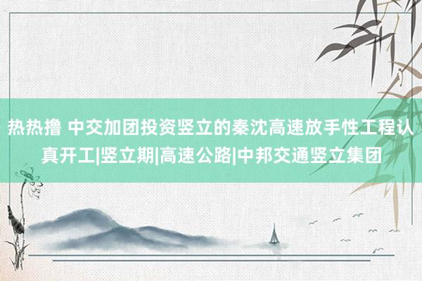 热热撸 中交加团投资竖立的秦沈高速放手性工程认真开工|竖立期|高速公路|中邦交通竖立集团