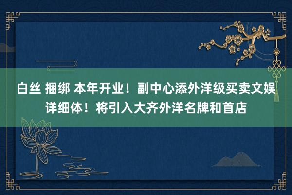 白丝 捆绑 本年开业！副中心添外洋级买卖文娱详细体！将引入大齐外洋名牌和首店