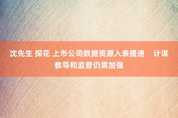 沈先生 探花 上市公司数据资源入表提速    计谋教导和监管仍需加强