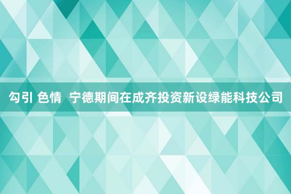 勾引 色情  宁德期间在成齐投资新设绿能科技公司