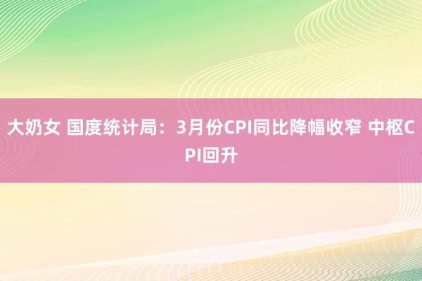 大奶女 国度统计局：3月份CPI同比降幅收窄 中枢CPI回升