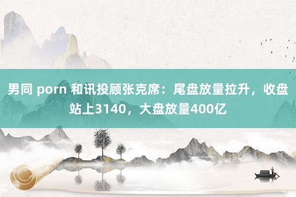 男同 porn 和讯投顾张克席：尾盘放量拉升，收盘站上3140，大盘放量400亿